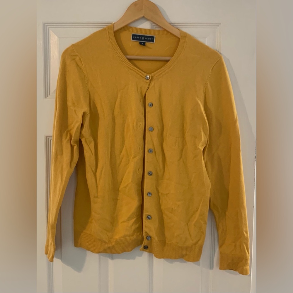 Karen Scott Button-Front Cardigan Sweater - Mustard